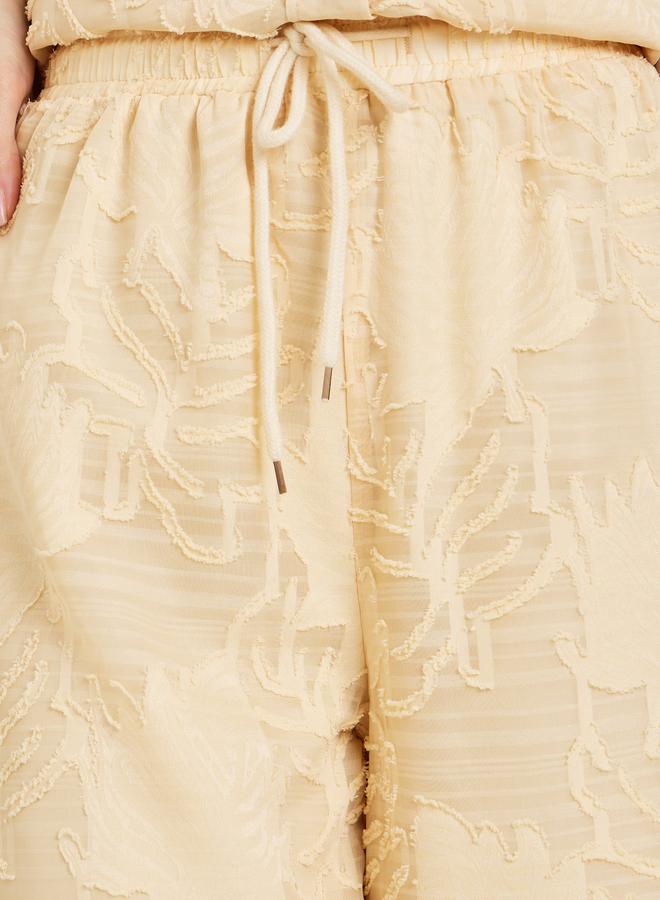 Styli Women Yellow Jacquard Wide Leg Trousers - Image 2